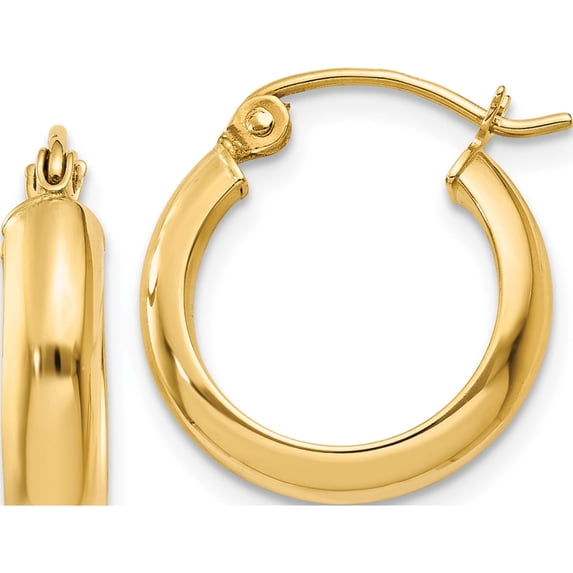 14K Yellow Gold Round Tube Hoop Earrings (17 X 3.75) Made In Indonesia tc145