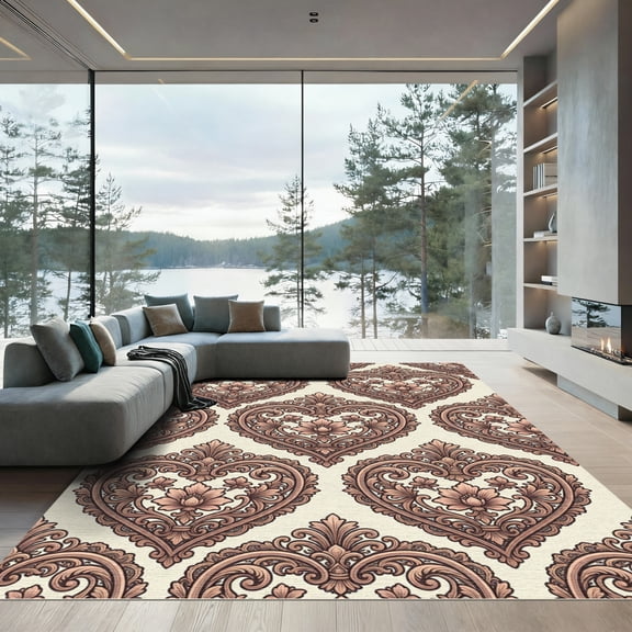 ODIKA 4'x6' Machine Washable Non-Slip Area Rug, Antique Terracotta High Traffic Rug, Brown, 965046