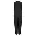 thumbnail image 6 of Hueook 2 Piece Lounge Set Women'S Spring and Summer Solid Color Round Neck Sleeveless Drawstring Casual Pants Set Black 5X, 6 of 7