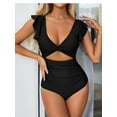 thumbnail image 3 of Charmo Ruffled One Piece Swimsuit for Women High Cut Bathing Suits Backless Monokini Swimwear, 3 of 7