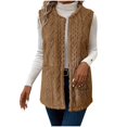 thumbnail image 2 of Women's Double-Sided Plush Vest, Solid Color Sleeveless Jacket with Pockets, Casual Quilted Outerwear for Women, Warm Winter Vest without Sleeves, Soft Plush Layering Piece for Fall and Winter Khaki, 2 of 8