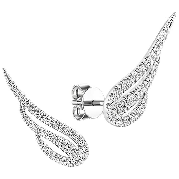 Aretes con Alas VenDepot Wings01 1Pza Plata Metal/Zirconia