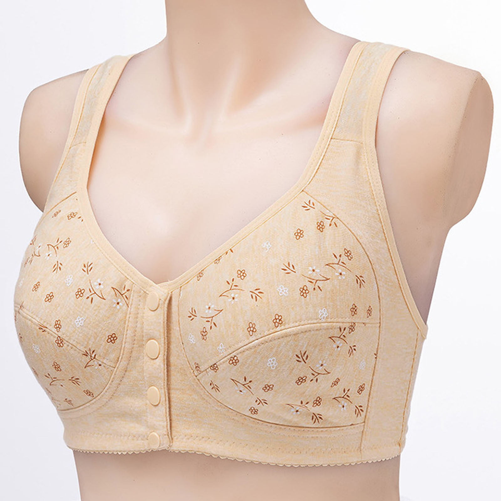purcolt Front Closure Wire Free Bras for Women, Plus Size Push Up Bra Full- Coverage Shaping Brassiere Comfy Lightly Breathable Bralettes Fashion Print  Vest Style Underwear for Everyday Wear 