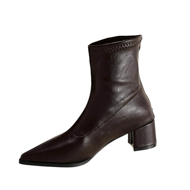 Women's Ankle Boots Women's Fashionable Ankle Boots with Rear Zipper, Pointed Toe, and Mid Heel, Perfect for Casual Occasions Women's Boots with Heels