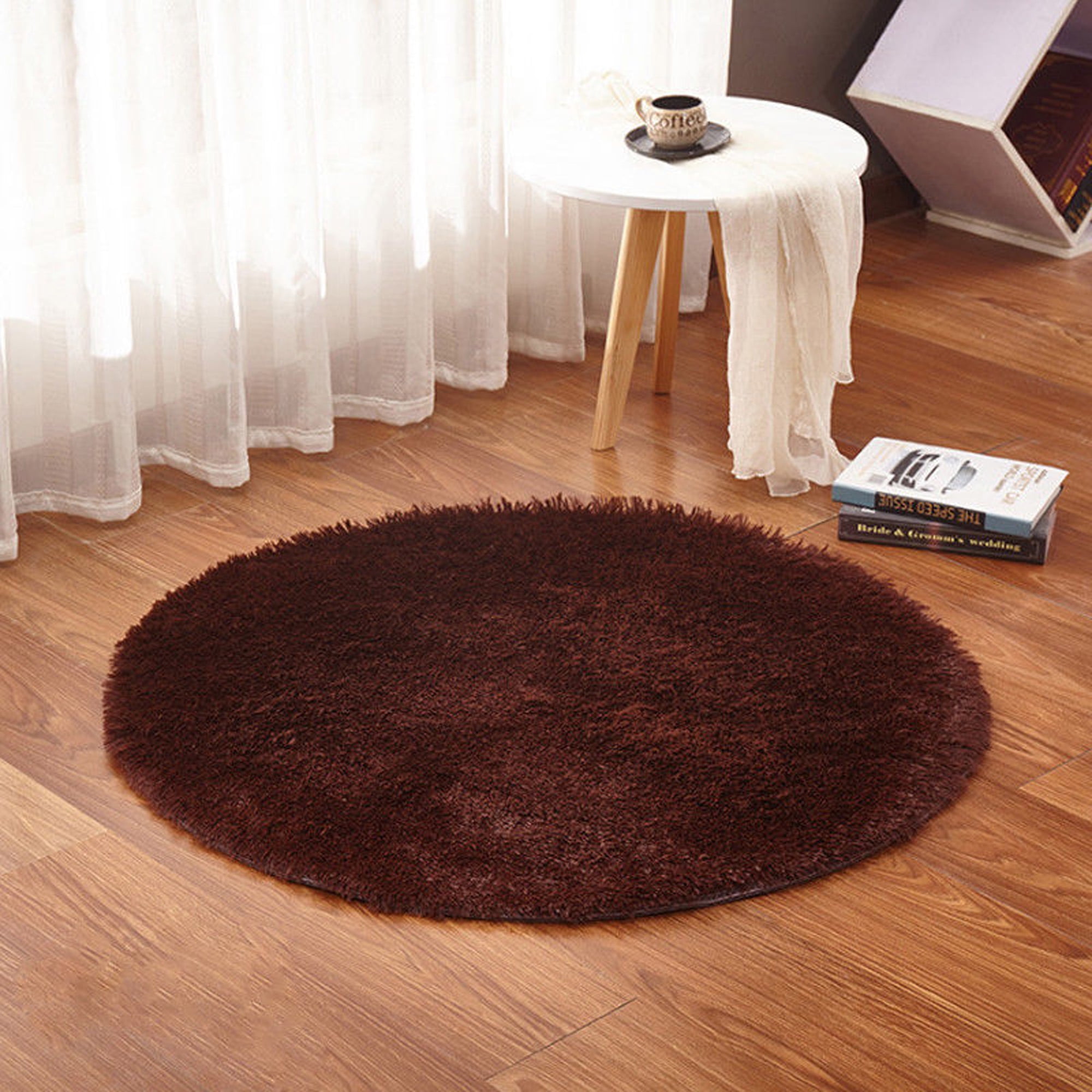 Lelinta Round Carpet Fluffy Soft Area, Red And Brown Rugs