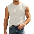 thumbnail image 5 of USNSM Tank Tops Men Waffle Sleeveless Shirt Casual Summer Relaxed Fit Active Tank Top with Pocket Muscle Athletic Beach Shirts Beige L, 5 of 9