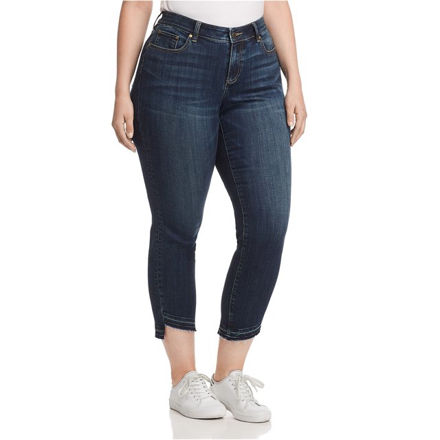 Jeans ajustados Vince Camuto con dobladillo curvo crudo para mujer azul 24 W