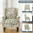 thumbnail image 5 of DREAMSIDEA Wingback Accent Chair Sets of 2 with Nailhead Trim & Retro Wood Legs, Bird Pattern Arm Chair for Living Room-Beige, 5 of 6