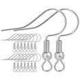 thumbnail image 1 of GAXIRE 100 piezas de 0,7 x 20 x 18 mm, accesorios sencillos para pendientes, protección del medio ambiente, ganchos para pendientes con cuentas de resorte para mujer (plata), 1 of 7