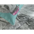 thumbnail image 4 of Ambesonne Sloth Quilted Bedspread Set 3 Pcs, DJ Sloth Headphones, King Size, Teal Grey Fuchsia, 4 of 5