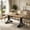 Light Brown, variant on Fnova 63" Modern Dining Table, Rectangular White Faux Marble Top Kitchen Table, Stylish Metal Trestle Legs, Seats 4 to 6 for Dining Room & Kitchen, Living Room