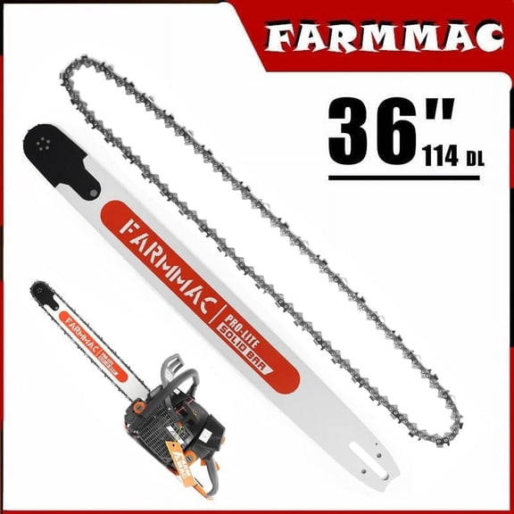 FARMMAC 36 Inch Chainsaw Guide Bar & Chain Combo Alloy Chainsaw Bar, 3/8" Pitch 0.063" Gauge, 114 Drive Link, Full Chisel Chain, Fit for Stihl MS660 MS661 MS650, for Oregon 363RNDD025
