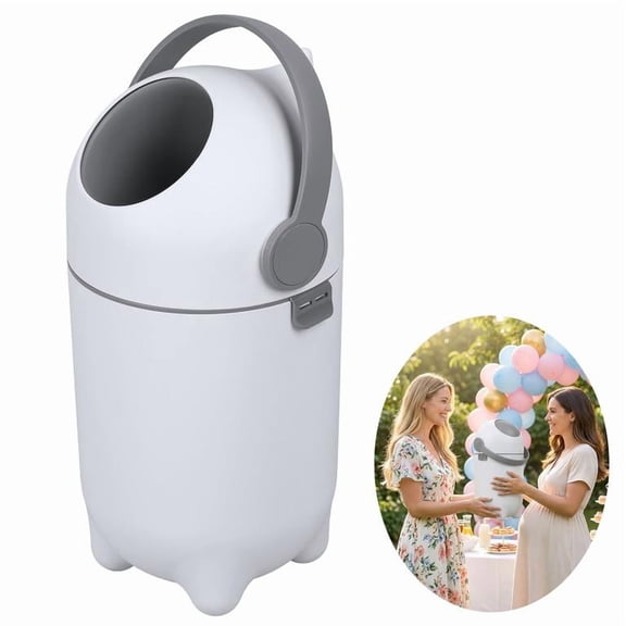 Floseru 15L Diaper Pail for Baby, Odor-Proof Plastic Bin with Handle, Holds 16 Diapers, Airtight Odor Trapping, Simple Operation Press Lift, for Nursery Bedroom, 11 x 11 x 20 Inch