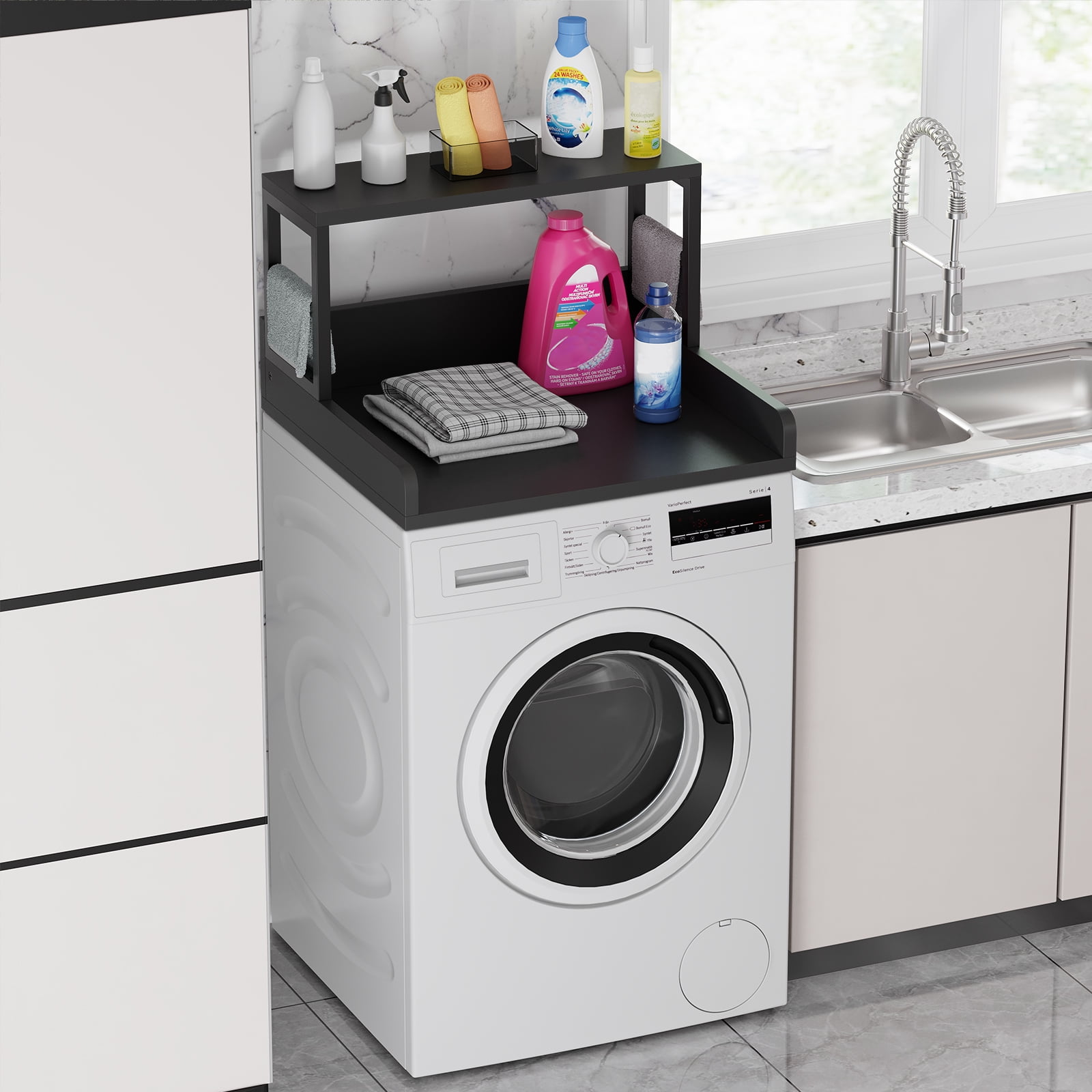 Washer Dryer Countertop, Wooden Countertop for Washer and Dryer, 27.5″L x 27.5″W x 16.7″H(Black)