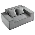 thumbnail image 2 of Compact 63-Inch Corduroy Loveseat Sofa with Pocket Spring Support - Ready-to-Use Modern Couch for Small Spaces in Gray, 2 of 11