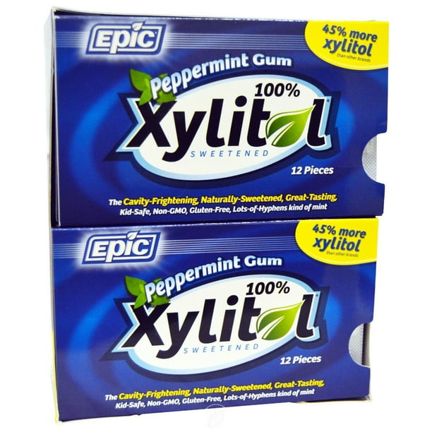 Epic Xylitol Chewing Gum Blister Peppermint Counter Display 12 Ct, Pack of 2