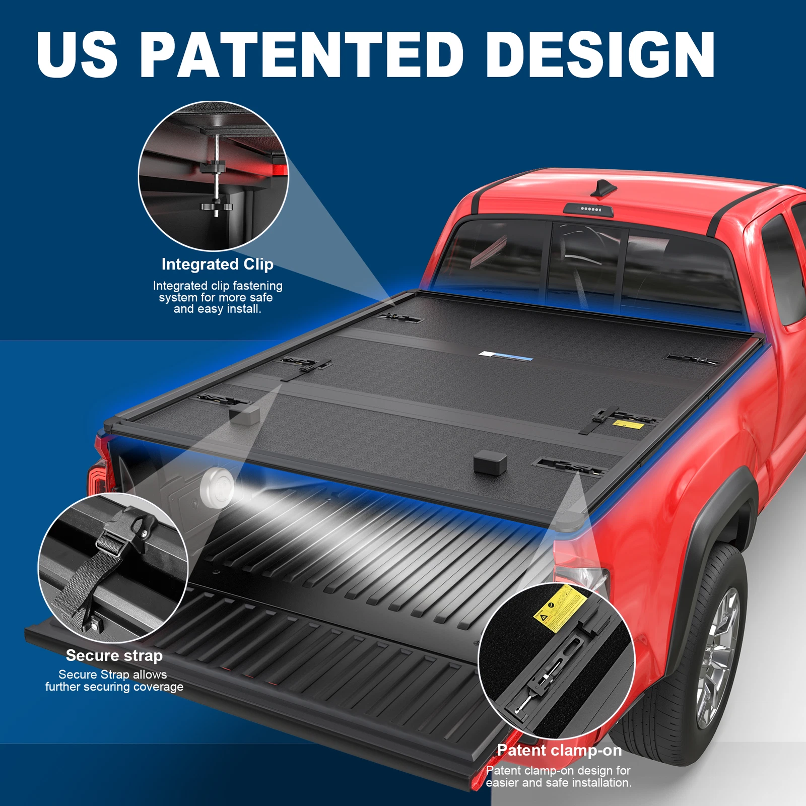 MOSTPLUS 5.5FT FRP Hard Bed Tonneau Cover 3-Fold for 2022-2024 2025 2026 Toyota Tundra Truck
