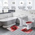thumbnail image 5 of Red Marble Bath Mat 3 Piece Bathroom Rug Set, Modern Ombre Abstract Ink Painting Art Non Slip Bath Rug Contour Mat and Toilet Lid Cover, Absorbent Shower Mats Soft Bath Rugs and Mats Sets, 5 of 8