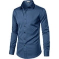 thumbnail image 3 of Camisa de vestir de manga larga para hombre, sin arrugas, casual, con botones, 3 of 7
