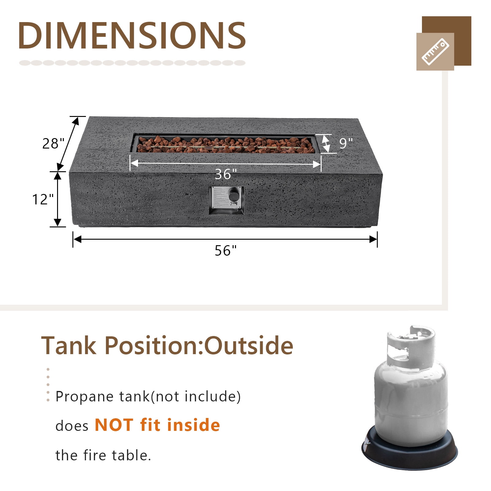 MOALCOFER 56” Propane Fire Pit Table with Lava Rocks,50,000 BTU Steel Gas Fire Pit with Waterproof Cover