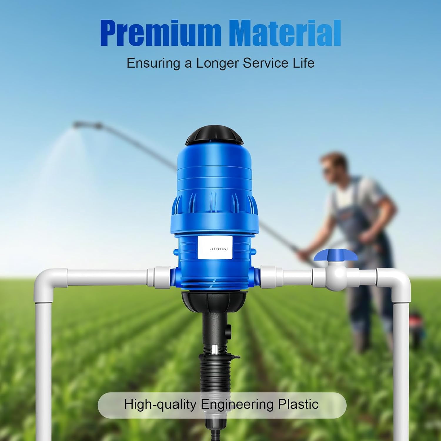 Miumaeov Drip Irrigation Injector Dosing Pump, 0.4-4% Water Powered Liquid Doser, Fertilizer Injector, 5.28-660.43Gal/H Flow, Water Powered Drip Feeder Drip Irrigation Injector
