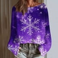 thumbnail image 4 of Fankiway Chemises à Manches Longues pour Femmes Chandail de Noël Imprimé Décontracté Col Rond Tricot Violet m, 4 of 8