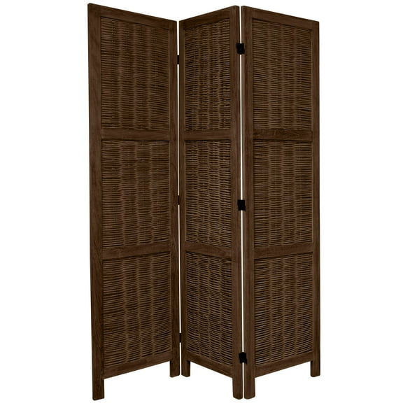 Oriental Furniture 5 1/2 ft. Tall Bamboo Matchstick Screen - Brown - 3 Panel