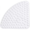 thumbnail image 1 of Alfombrilla de ducha antibacteriana de cuarto de círculo, alfombrilla de baño antideslizante con orificios de drenaje, 54 x 54 cm, diseño de masaje triangular para baños seguros y relajantes, 1 of 8