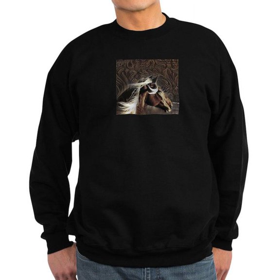 CafePress - Modern Horse Brown Leather Texture Sweatshirt - Classic Crew Neck Sweatshirt