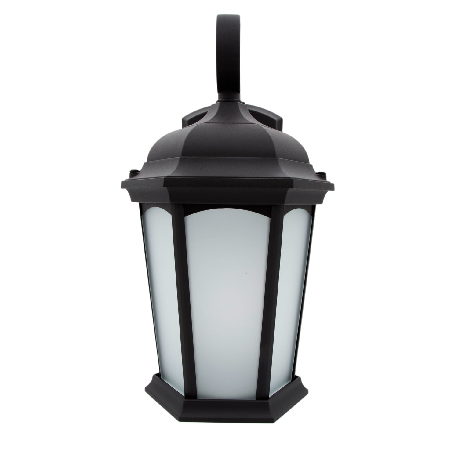 Maima Led Porch Lantern Outdoor Wall Light Black W Frosted Glass Photocell Sensor 700 Lumens