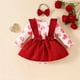 thumbnail image 2 of Odeerbi 0-18 Meses Niñas Conjunto de San Valentín Vestido Con Body de Algodón de Verano Y Cinta Para La Cabeza Conjunto de Dos Piezas Mono Con Estampado de Amor, 2 of 3