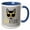 Blue/White, variant on 3drose, Hipster Cat with a Mustache and Yellow Sunglasses with Catatude, 11oz Two-tone Black Mug