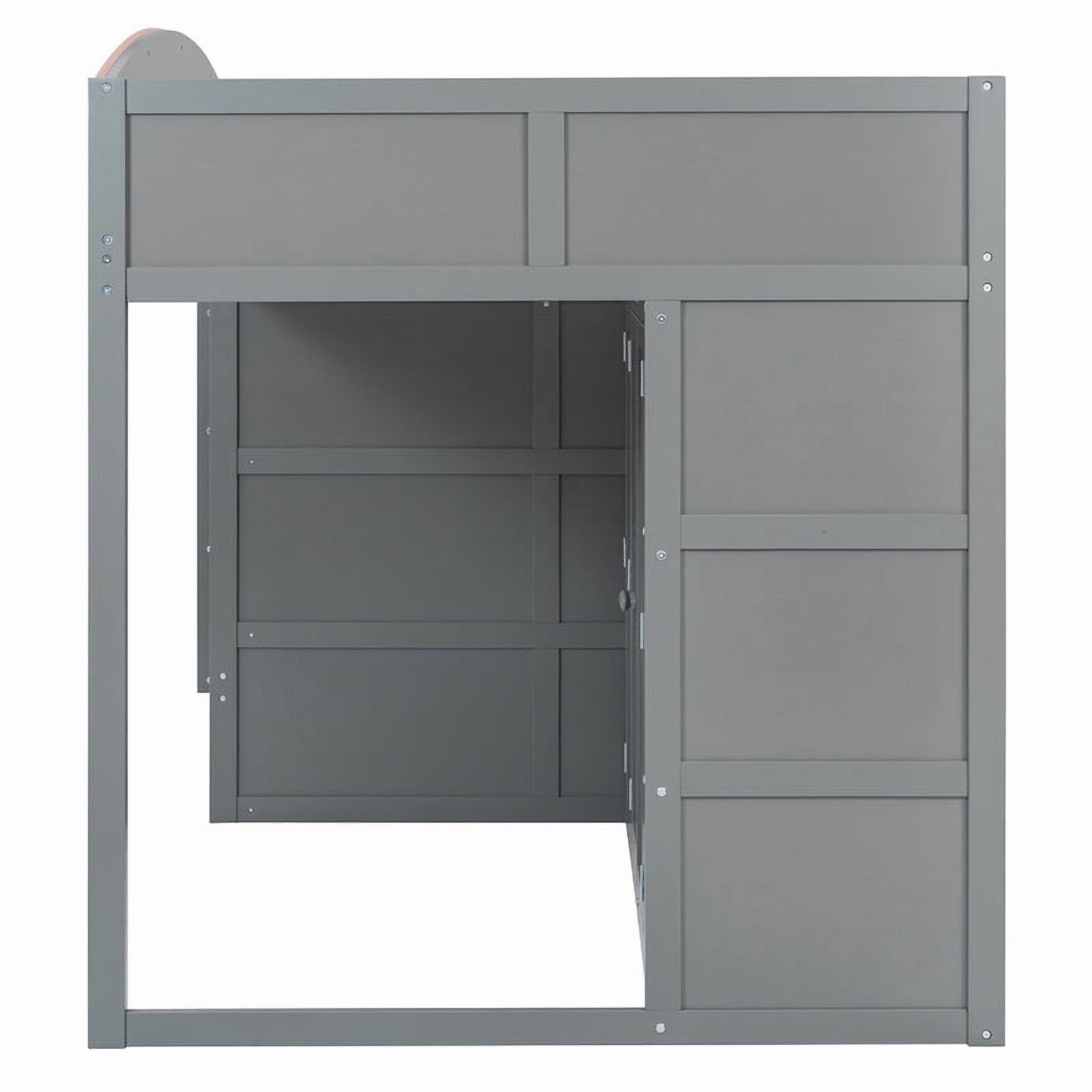 Full-Over-Full Size Offset Bunk Bed with Wardrobe & Built-in Hanging Rod, Storage Kids Bed Frame with 2 Drawers & Guardrail