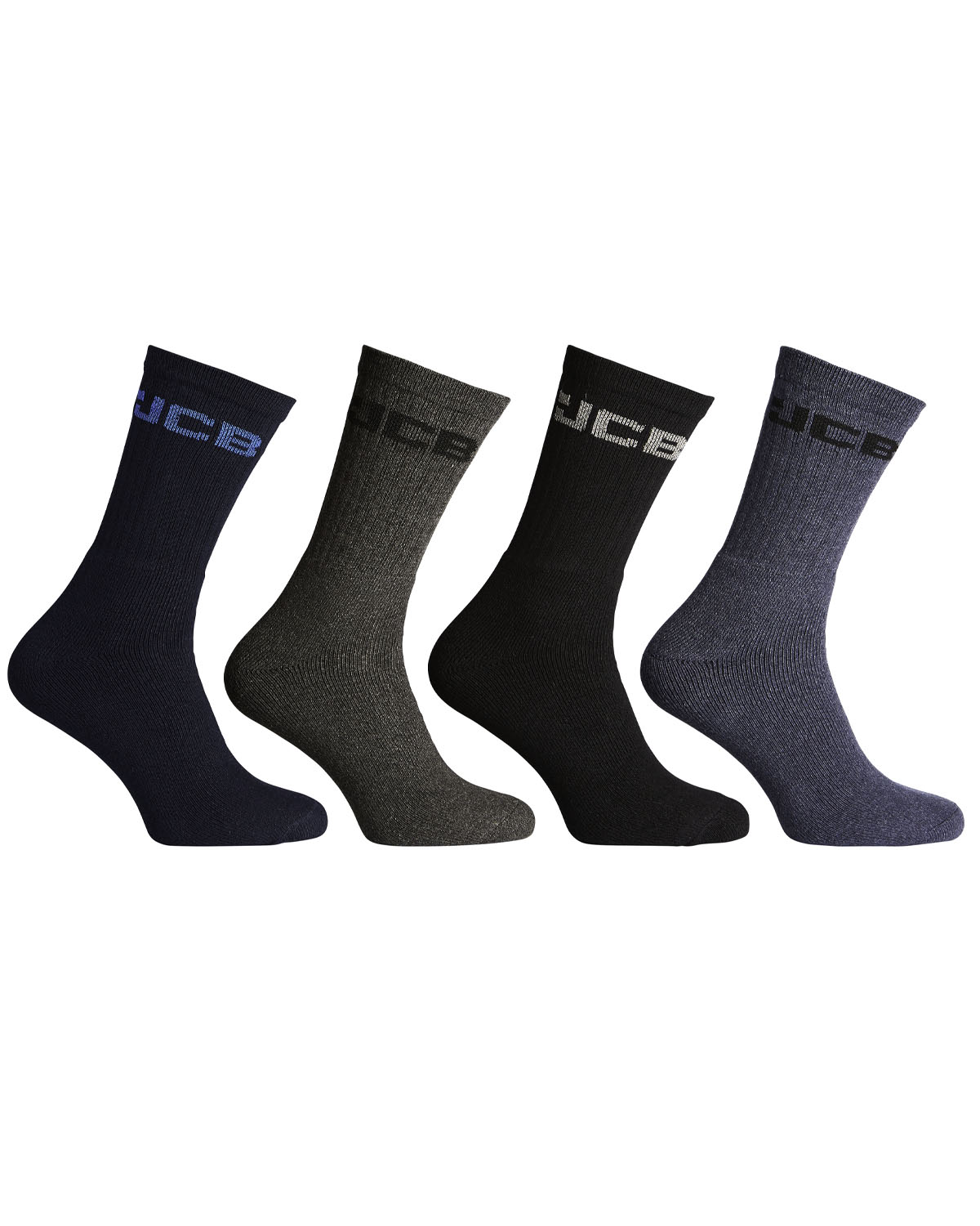 Mens 4 Pack JCB Crew Work Socks Navy