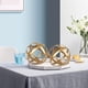 thumbnail image 3 of Juego de 3 esferas decorativas de metal dorado, esfera decorativa con banda de metal, decoración moderna para el hogar,Dorado, 3 of 7