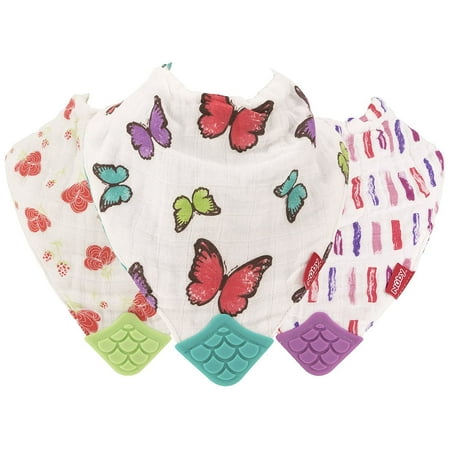 Nuby 100% Natural Cotton Muslin Teething Baby Bib 3 Piece
