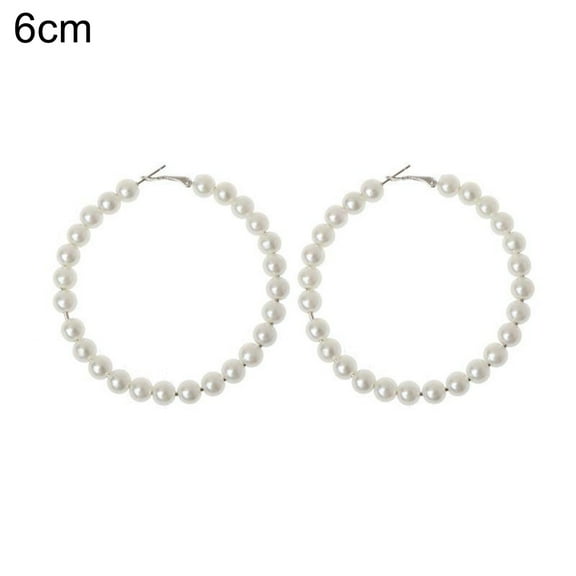 Opolski Elegant Lady Faux Pearl Big Circle Dangle Hoop Earrings Statement Jewelry Gift