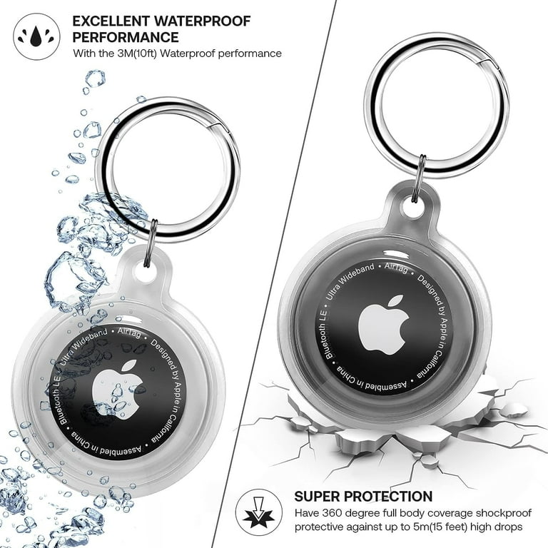 4 Pack Airtag Holder, Waterproof Apple Air Tag Case with Keychain, Shockproof & Dustproof for Pet Tracking, Bags, Kids, Keys, Luggage (4 Colors)
