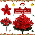 thumbnail image 3 of AUDeals Christmas Flowers Artificial Bushes Winter Greenery Stems for DIY Christmas Tree Wreath Garland Home Table Centerpiece Holiday Decorations Front Door Porch Decor Indoor and Outdoor, 3 of 8