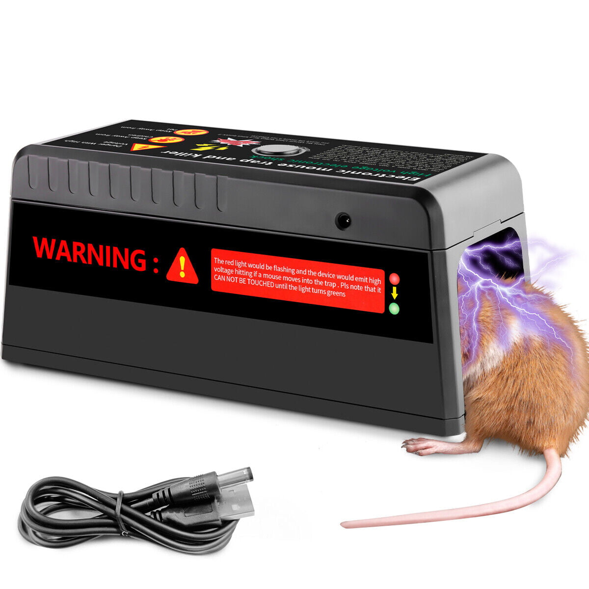 Electric Rat Trap with 2000V Humane Shock Chamber Mouse Killer Zapper for  Homes Outdoor Indoor, Mice Chipmunks Squirrels