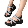 thumbnail image 5 of Sandals for Women Wedge Thick Sole Sandals Women Gladiator Open Toe Summer Women's Trendy Solid Color Women Footwear Comfortable Ankle Strap Walking Beach Shoes Black 5.5, 5 of 7