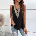 thumbnail image 2 of Camiseta sin mangas con cuello en V profundo y cruzado para mujer, camisa sin mangas holgada con cordones informales, 2 of 8