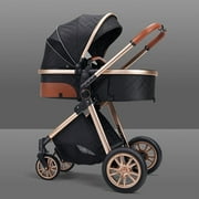 Cochildor 2 in 1 Foldable Baby Stroller, with Big Seat and Adjustable Canopy, Black