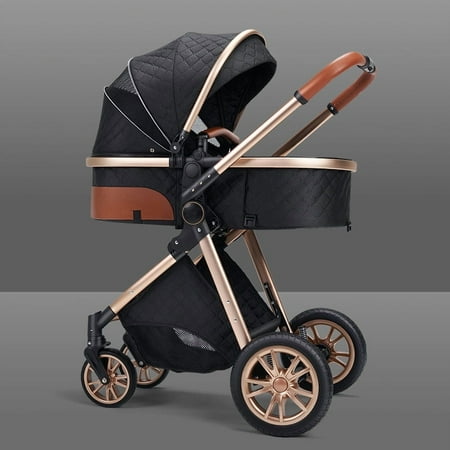 Cochildor 2 in 1 Foldable Baby Stroller, with Big Seat and Adjustable Canopy, Black