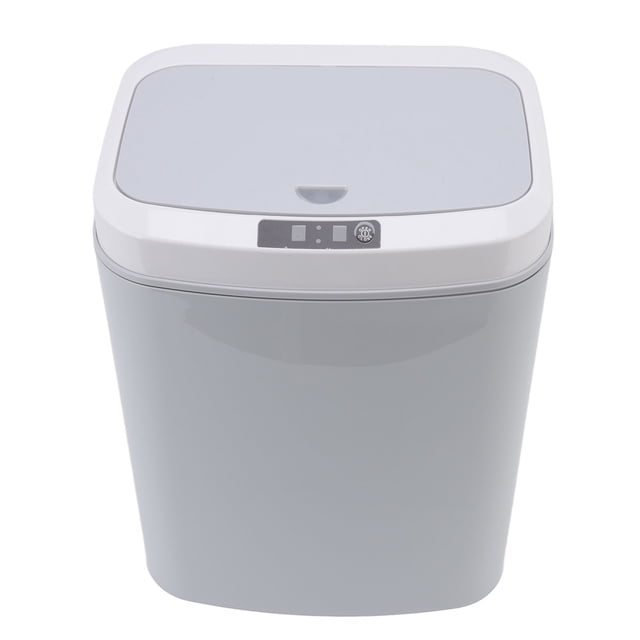 Basurero inteligente de 16 l con botón de inducción infrarroja, control manual, silencioso, automático, para el hogar, con luz nocturna, color gris