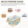 thumbnail image 6 of Yayeee Collapsible Cube Storage Bin with Lid Fabric Closet Decorative Basket with Handles, Retro Beige Rainbow, 6 of 7