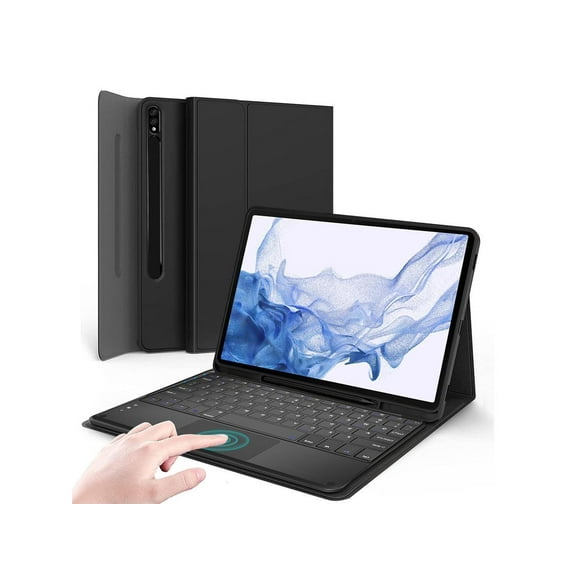 BONAEVER Touchpad Keyboard Case for Samsung Galaxy Tab S9 Plus 12.4 inch 2023 SM-X810/SM-X816B/SM-X818U, Smart Stand Cover with Detachable Wireless Keyboard / Trackpad / Pencil Holder
