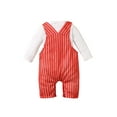 thumbnail image 3 of TheFound Letter Print O-Neck Long Sleeve Romper+ Striped Suspender Trousers, 3 of 9