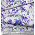 thumbnail image 3 of Soimoi Purple Polyester Crepe Fabric Leaves & Floral Print Sewing Fabric BTY 42 Inch Wide, 3 of 3