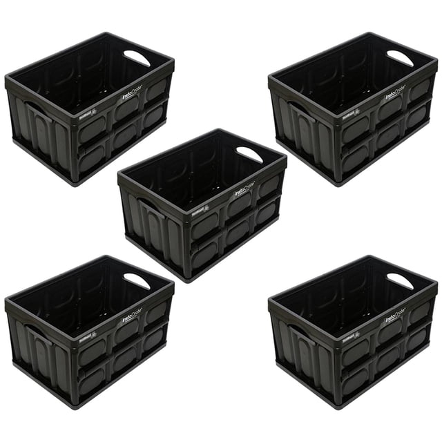Contenedor Plegable Organizadora InstaTrunk 5 Pzas 10kg 53x36x29cm Apilable y Colapsable Polietileno Color Negro.